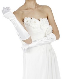 新娘结婚手套礼仪手套缎面蕾丝蝴蝶结手套婚纱礼服配件手套批发